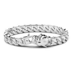 New Zancan Silver Curb Chain Bracelet With Panther Head Closure. Bracelets