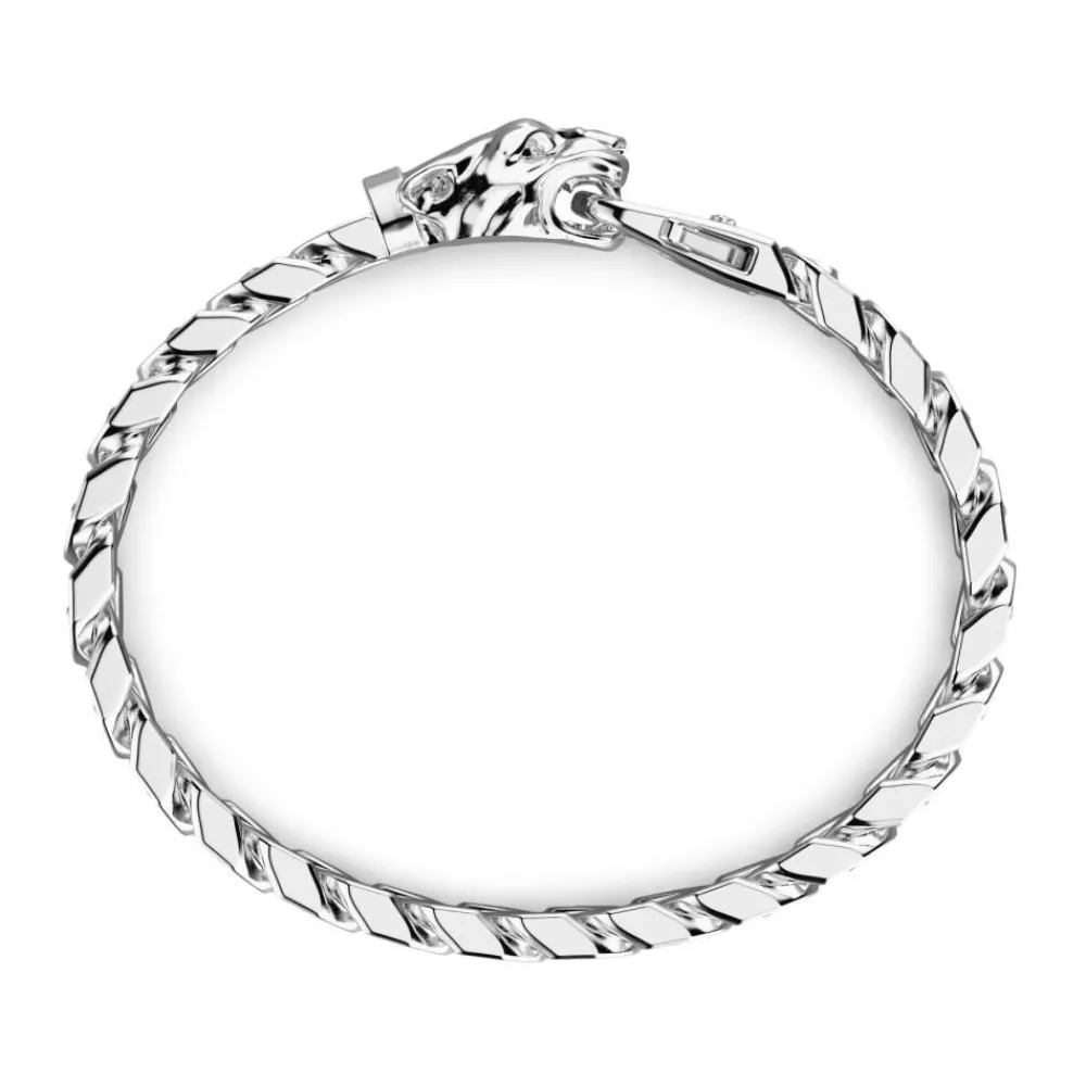 New Zancan Silver Curb Chain Bracelet With Panther Head Closure. Bracelets