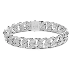 Best Sale Zancan Silver Curb Chain Bracelet With Striated Finish. Bracelets