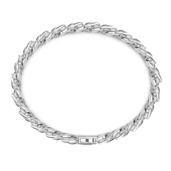 Best Sale Zancan Silver Curb Chain Bracelet With Striated Finish. Bracelets