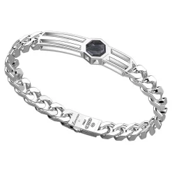 Online Zancan Silver Curb Chain Bracelet With Tag And Mother Of Pearl. Bracelets