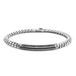 Sale Zancan Silver Curb Chain Bracelet With Tag And Black Stones. Bracelets
