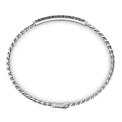 Sale Zancan Silver Curb Chain Bracelet With Tag And Black Stones. Bracelets