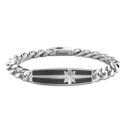 Flash Sale Zancan Silver Curb Chain Bracelet With Black Stones. Bracelets