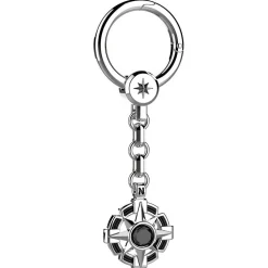 Hot Zancan Silver Keychain With Onyx Porte-clés