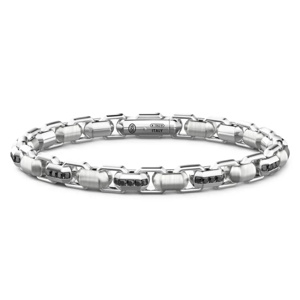 Shop Zancan Silver Link-Only Bracelet With Black Stones. Bracelets