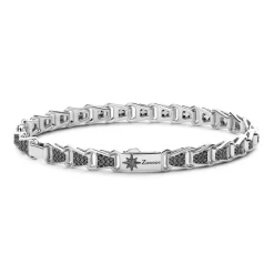 Clearance Zancan Silver Link-Only Bracelet With Black Stones. Bracelets