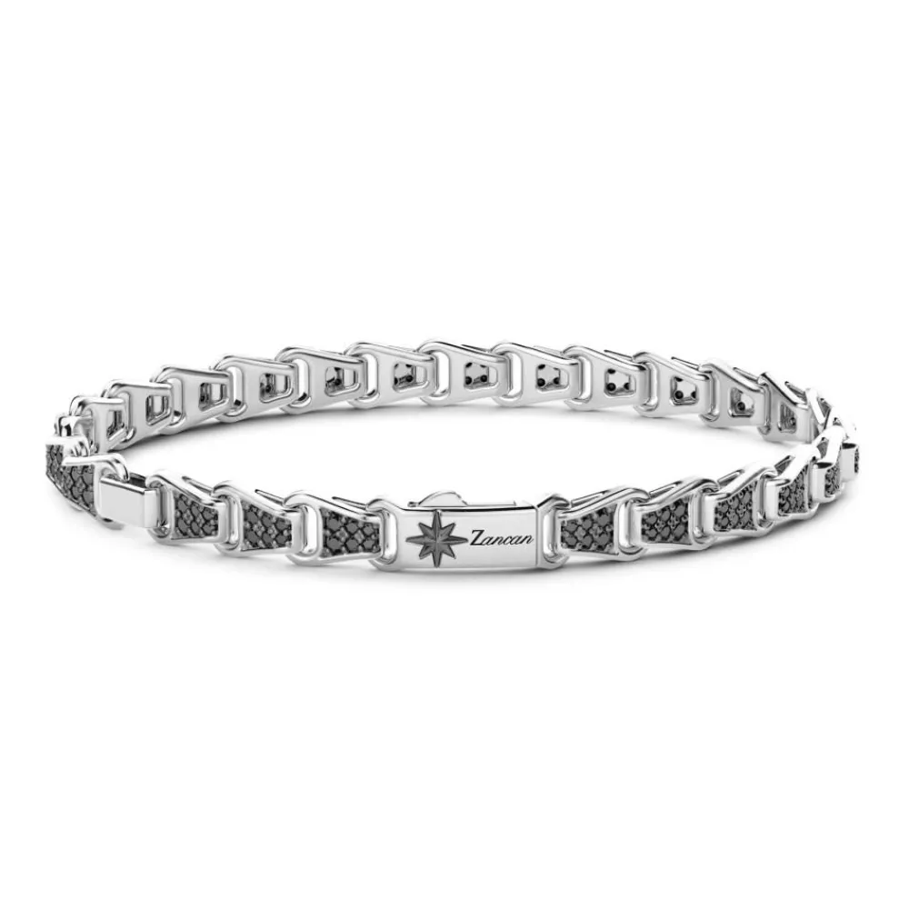 Clearance Zancan Silver Link-Only Bracelet With Black Stones. Bracelets