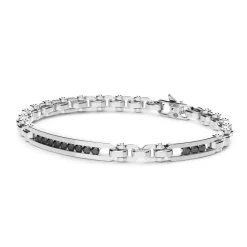 Shop Zancan Silver Link-Only Bracelet With Black Stones. Bracelets