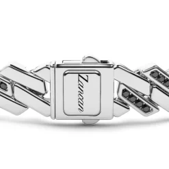 Hot Zancan Silver Link-Only Bracelet With Black Stones. Bracelets