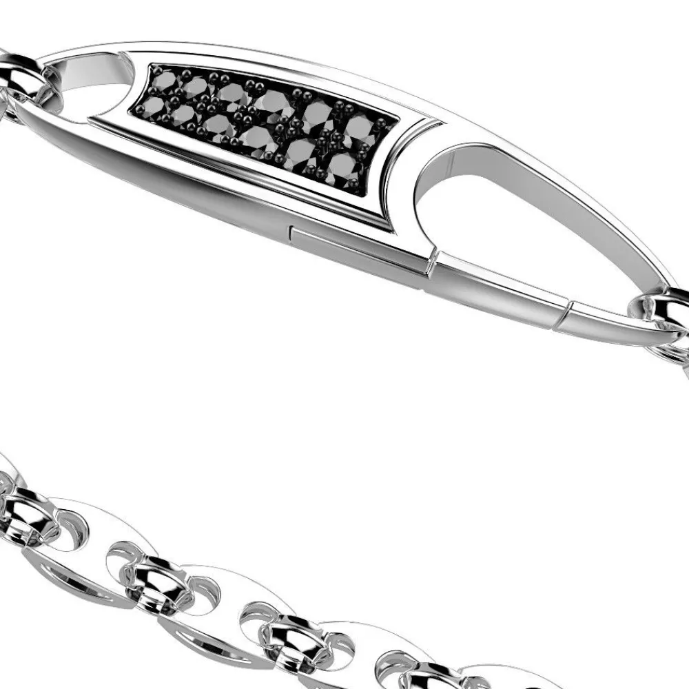 Best Zancan Silver Link-Only Bracelet With Black Stones. Bracelets
