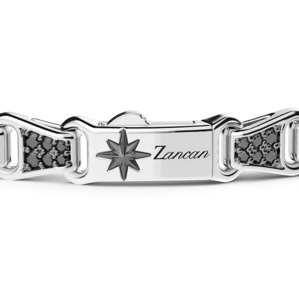 Outlet Zancan Silver Link-Only Bracelet With Black Stones. Bracelets