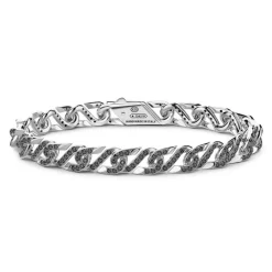 Store Zancan Silver Link-Only Bracelet With Black Stones. Bracelets