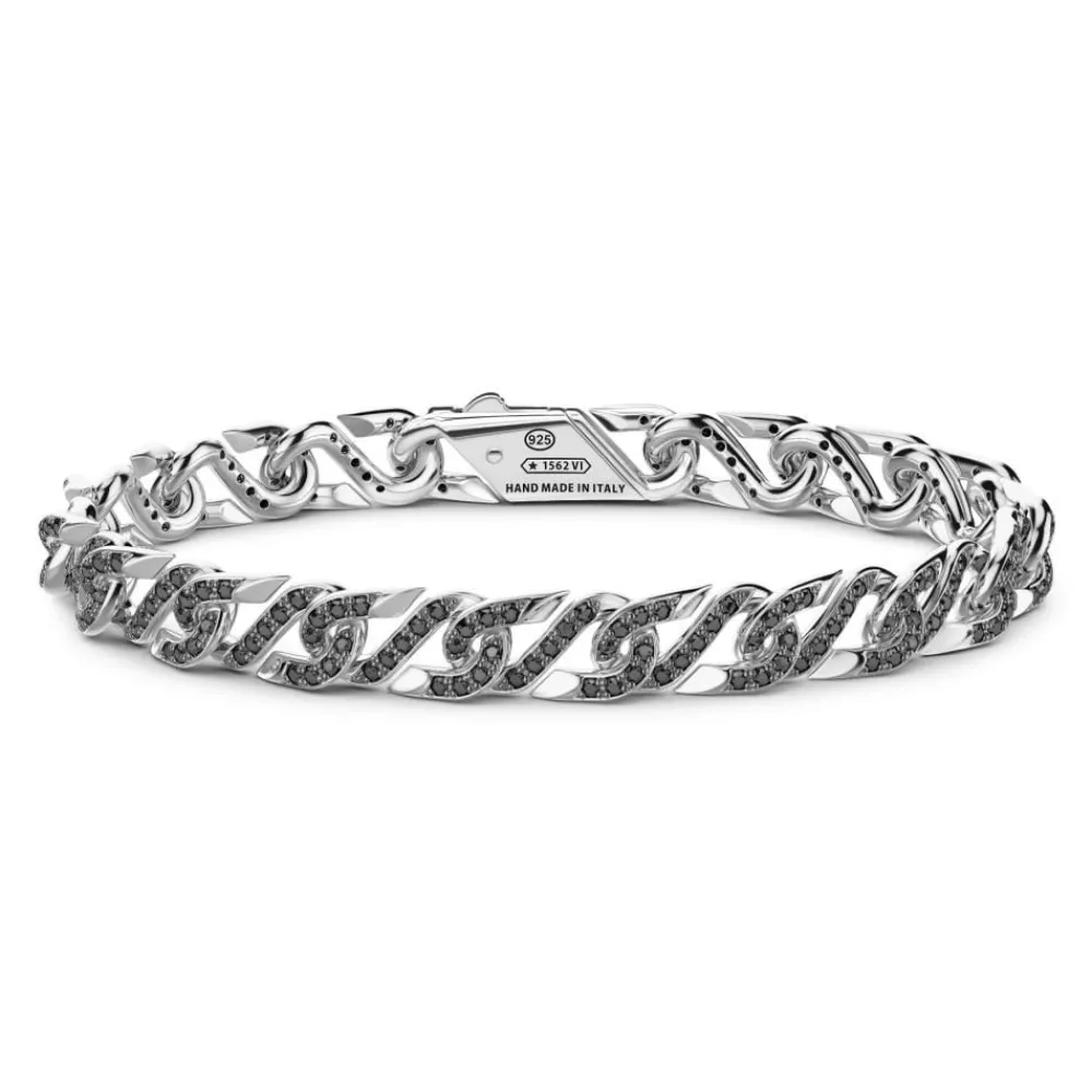 Store Zancan Silver Link-Only Bracelet With Black Stones. Bracelets