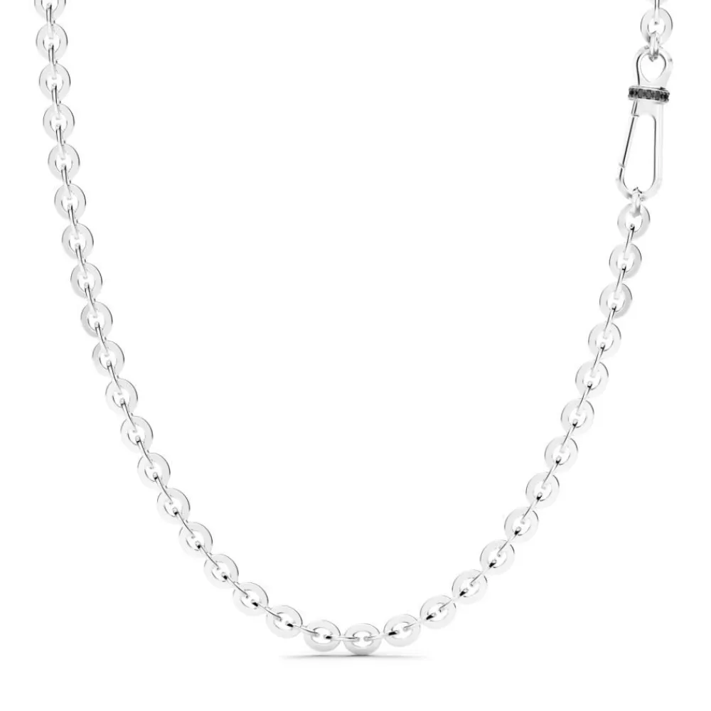 Clearance Zancan Silver Link-Only Necklace With Black Stones. Colliers