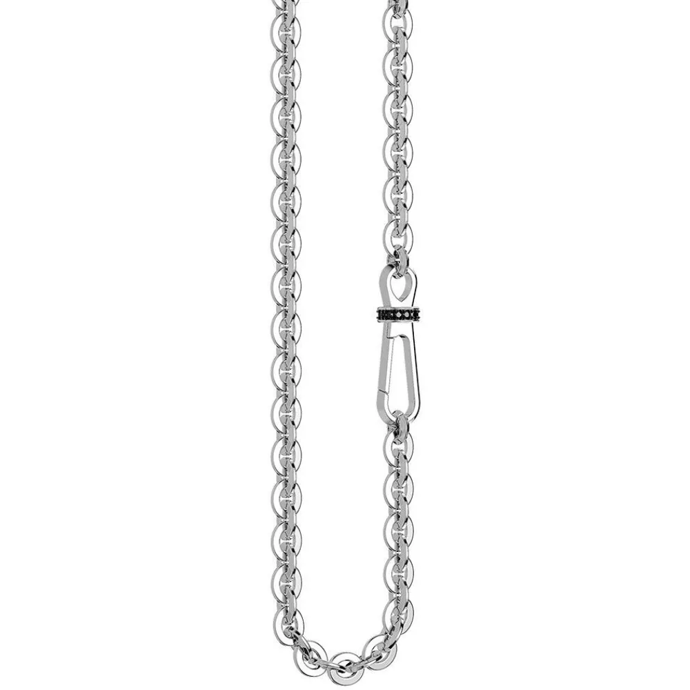 Clearance Zancan Silver Link-Only Necklace With Black Stones. Colliers