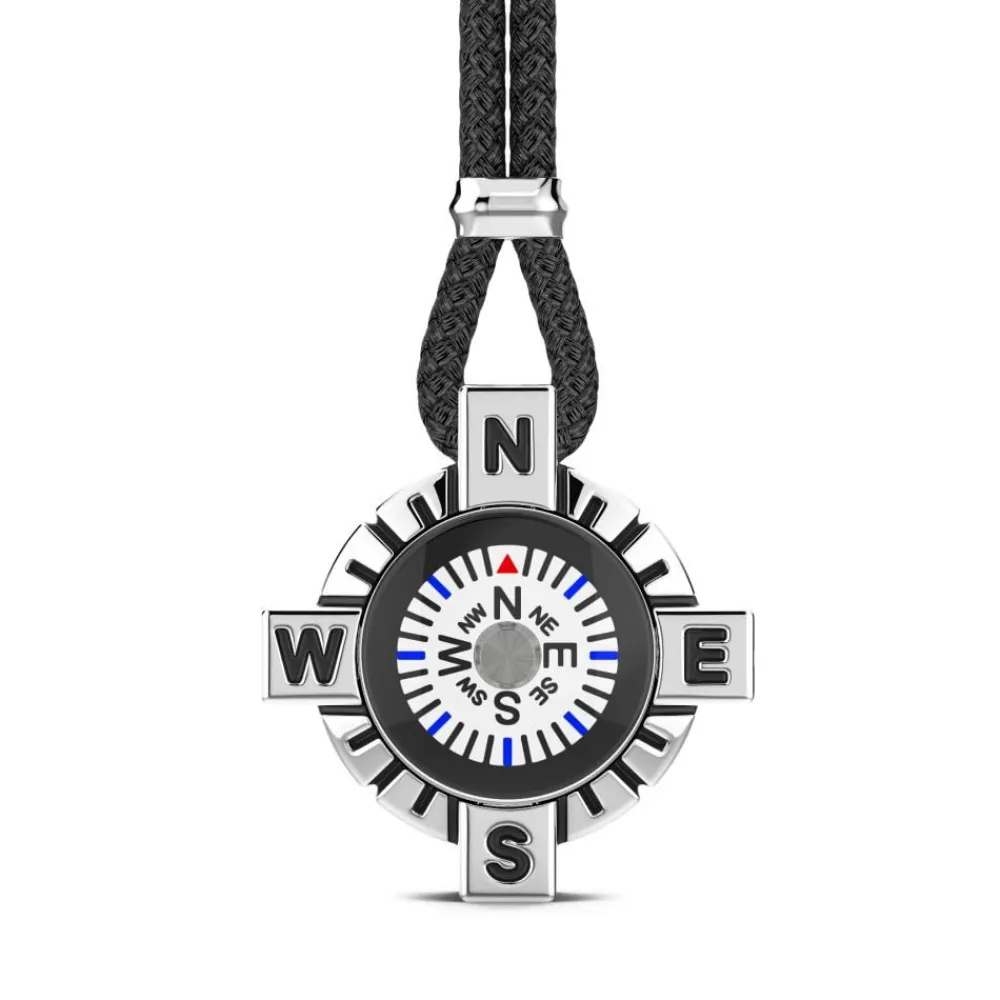 Hot Zancan Silver Necklace With White Compass. Colliers