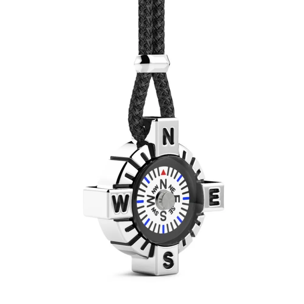 Hot Zancan Silver Necklace With White Compass. Colliers
