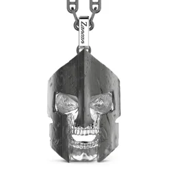 New Zancan Silver Necklace With Spartan Skull Pendant. Colliers