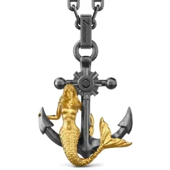 Cheap Zancan Silver Necklace With Anchor Pendant And Mermaid. Colliers