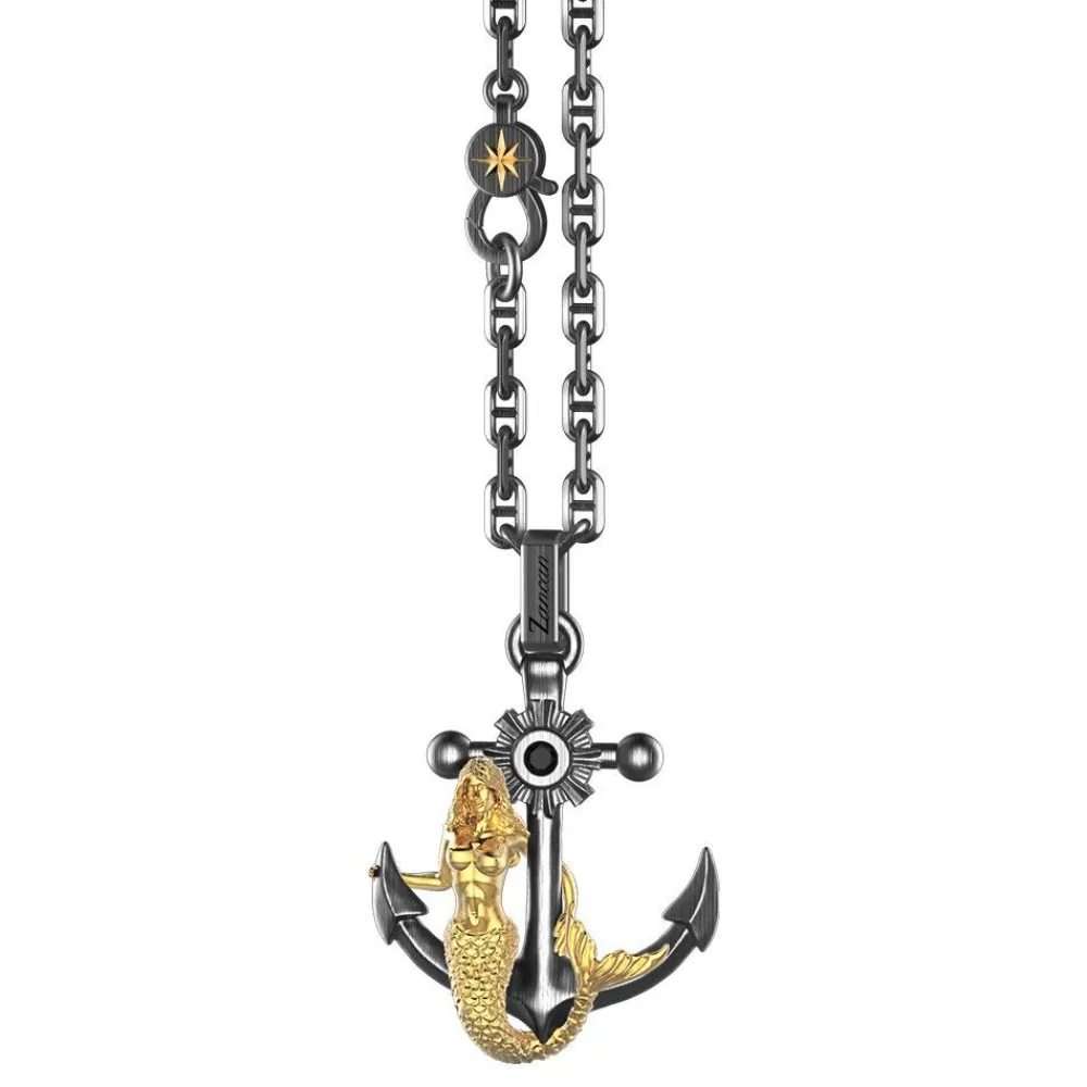 Cheap Zancan Silver Necklace With Anchor Pendant And Mermaid. Colliers