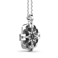 Discount Zancan Silver Necklace With Wind Rose Pendant And Black Stone Colliers