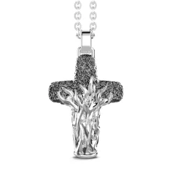 Cheap Zancan Silver Necklace With Cross Pendant And Flaming Motif. Colliers