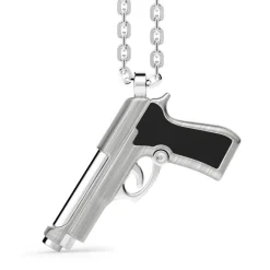 Flash Sale Zancan Silver Necklace With Gun Pendant. Colliers