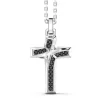 Fashion Zancan Silver Necklace With Cross Pendant And Black Stones. Colliers