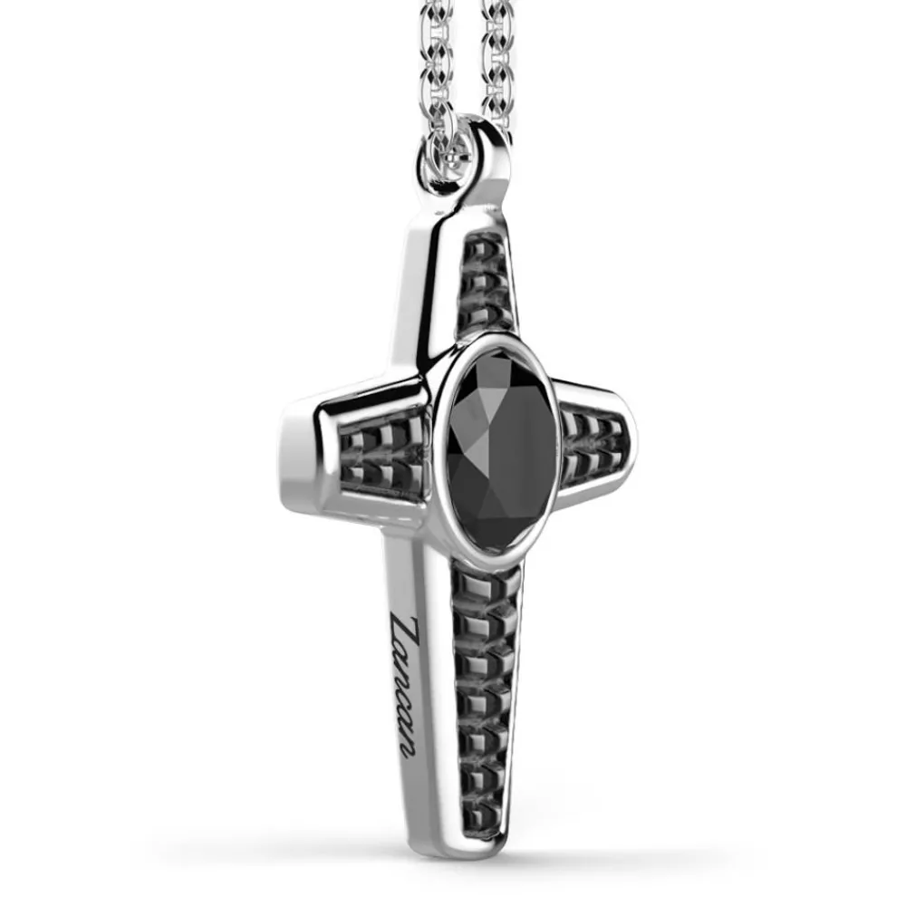 Flash Sale Zancan Silver Necklace With Cross Pendant And Black Stone. Colliers