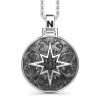 Fashion Zancan Silver Necklace With Wind Rose Pendant And Black Stones. Colliers