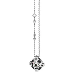 Outlet Zancan Silver Necklace With White Compass And Black Spinels. Colliers