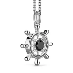 Clearance Zancan Silver Necklace With Helm Pendant And Black Stone Pendant. Colliers
