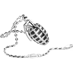 Cheap Zancan Silver Necklace With Grenade And Black Stones. Colliers