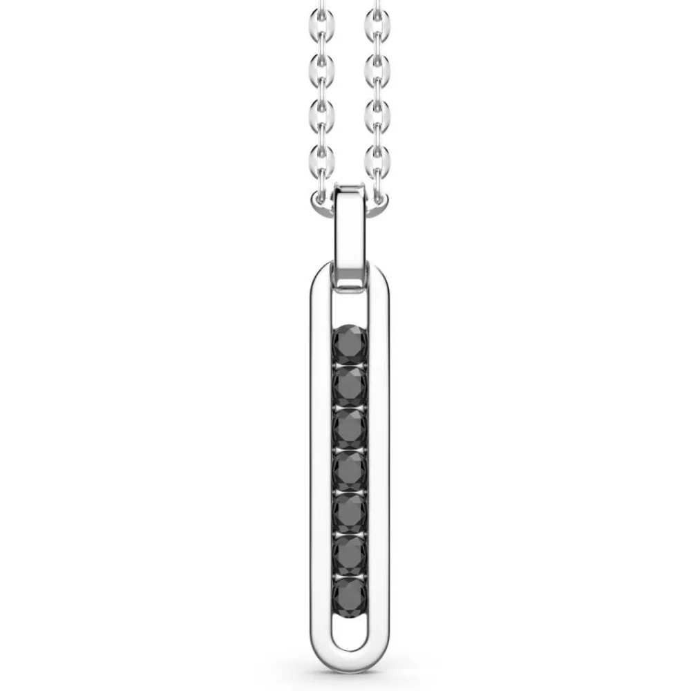 Outlet Zancan Silver Necklace With Tag Pendant And Black Stones. Colliers