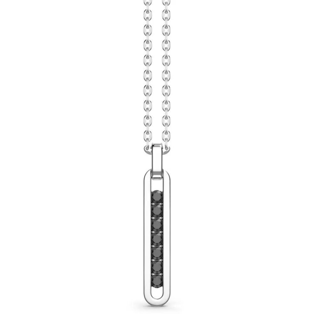 Outlet Zancan Silver Necklace With Tag Pendant And Black Stones. Colliers