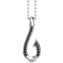 Discount Zancan Silver Necklace With Hook Pendant And Black Stones. Colliers