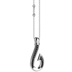 Discount Zancan Silver Necklace With Hook Pendant And Black Stones. Colliers