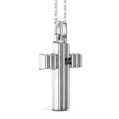 Best Zancan Silver Necklace With Cross Pendant And Black Stone. Colliers