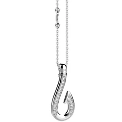 Fashion Zancan Silver Necklace With Hook Pendant And Stones. Colliers