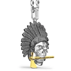 New Zancan Silver Necklace With Native American Skull. Colliers