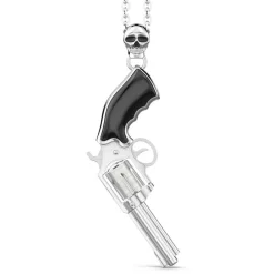 Fashion Zancan Silver Necklace With Revolver Pendant. Colliers