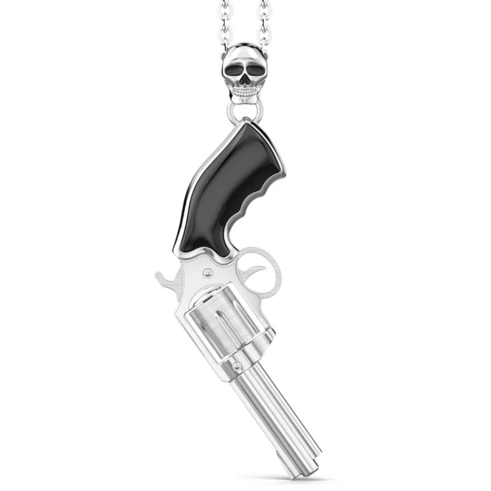 Fashion Zancan Silver Necklace With Revolver Pendant. Colliers