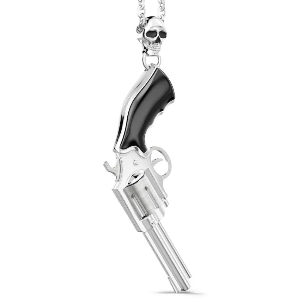 Fashion Zancan Silver Necklace With Revolver Pendant. Colliers