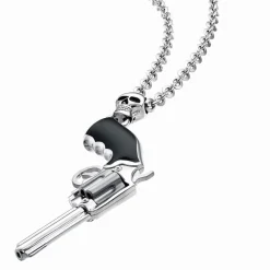 Fashion Zancan Silver Necklace With Revolver Pendant. Colliers