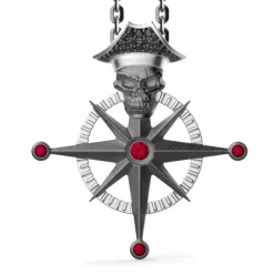 Hot Zancan Silver Necklace With Pirate Skull Pendant. Colliers