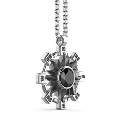 Outlet Zancan Silver Necklace With Sun Pendant And Black Stone. Colliers