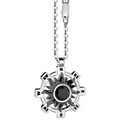 Outlet Zancan Silver Necklace With Sun Pendant And Black Stone. Colliers