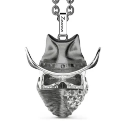 Store Zancan Silver Necklace With Cowboy Skull Pendant. Colliers