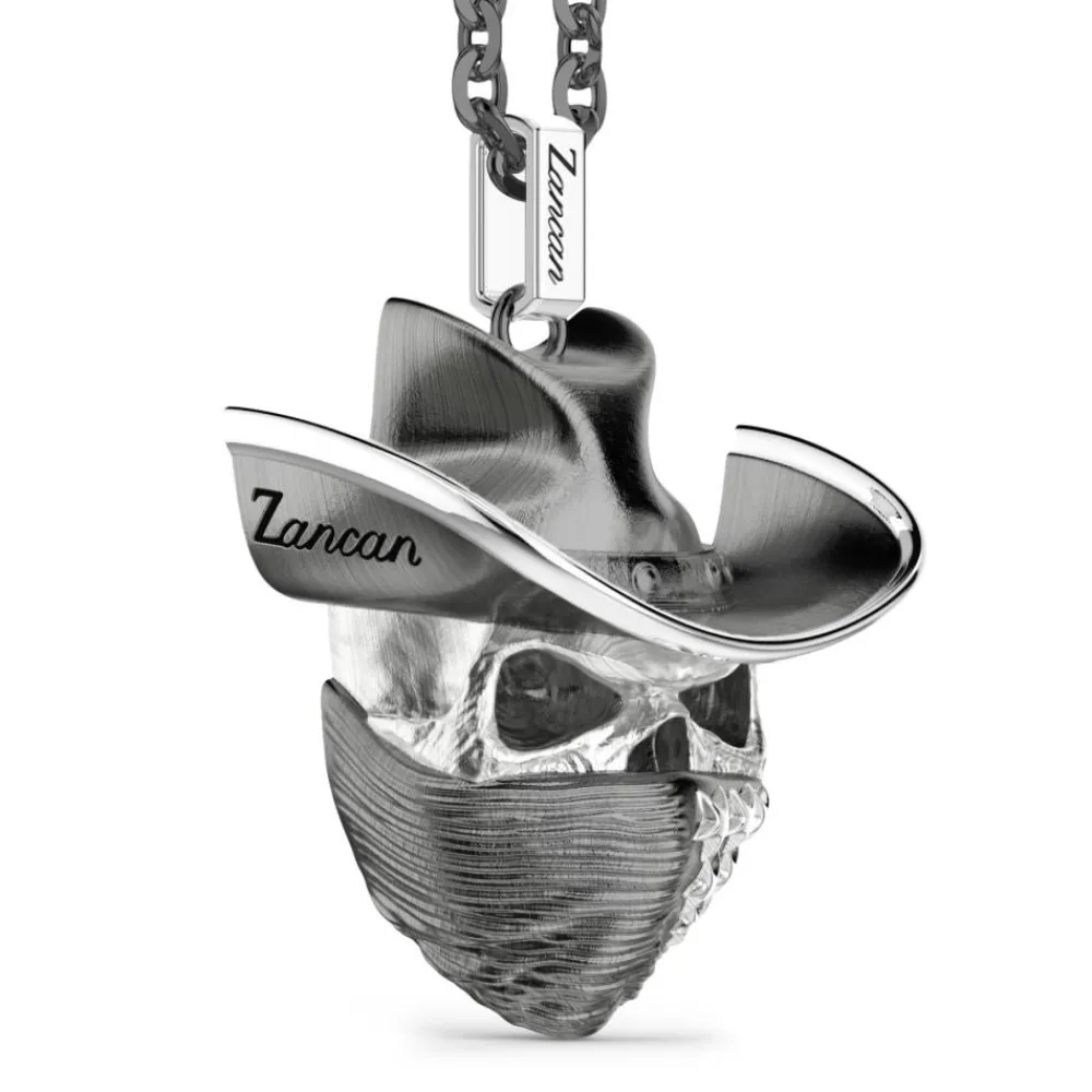 Store Zancan Silver Necklace With Cowboy Skull Pendant. Colliers